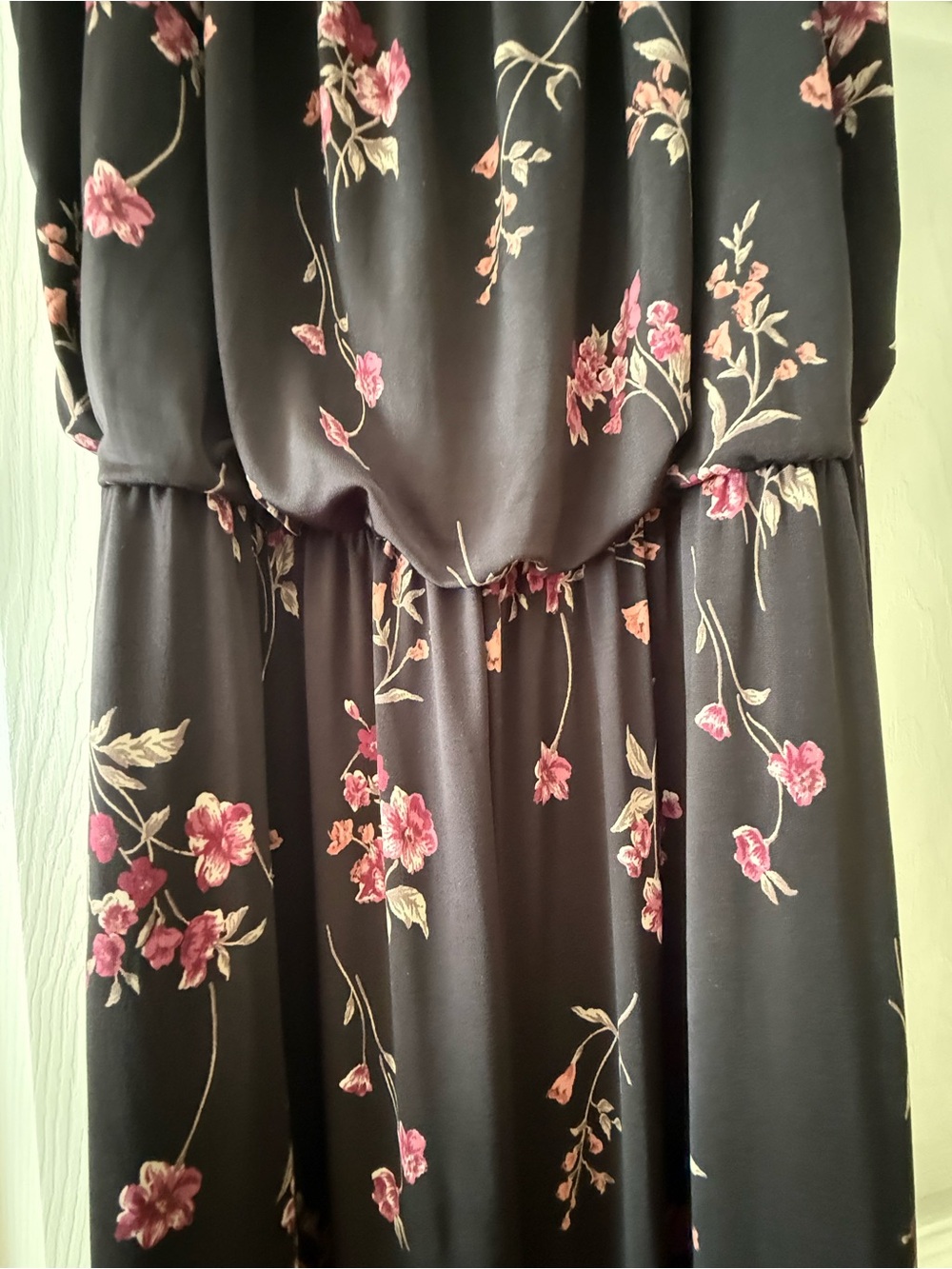 Kaileigh Black Jumpsuit with Pink Floral Print